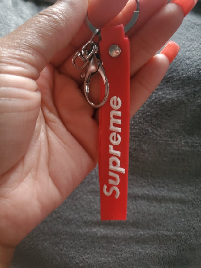 Supreme Keychain Red Canvas Lanyard Black Supreme Tag Logo for car key bag  in 2023