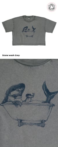 Image 3 of Shark Women's Stone Wash Cropped T-shirts (Organic)