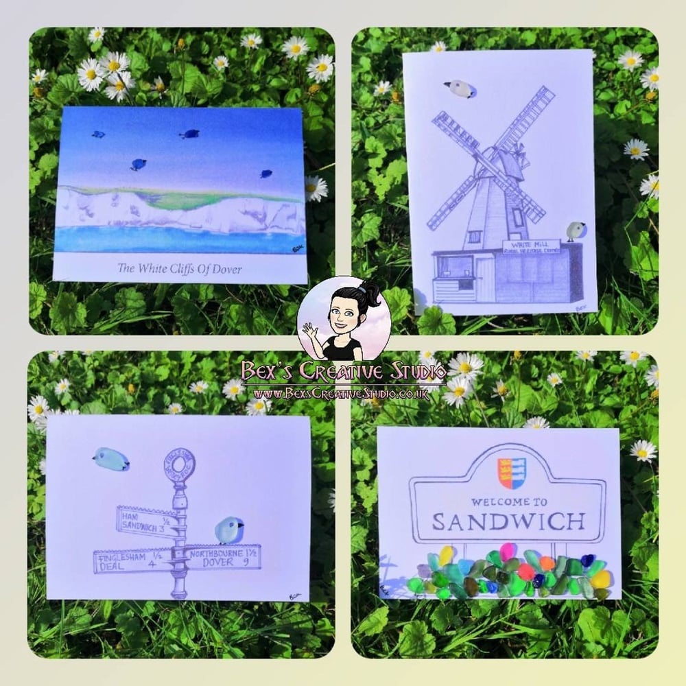 Image of Greetings Cards featuring Sandwich Town, White Mill Sandwich, White Cliffs of Dover