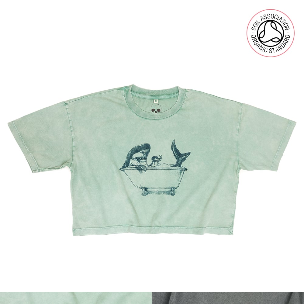 Shark Women's Stone Wash Cropped T-shirts (Organic)