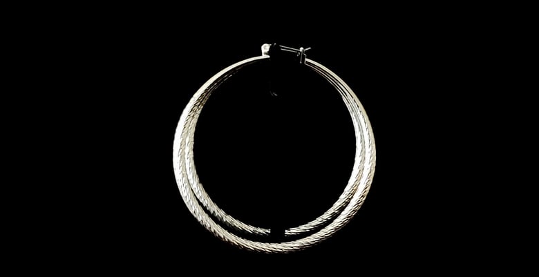 Image of Silver XL Thin Ridged Hoops