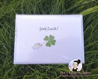 Good luck Four Leaf Clover Sea Glass Card