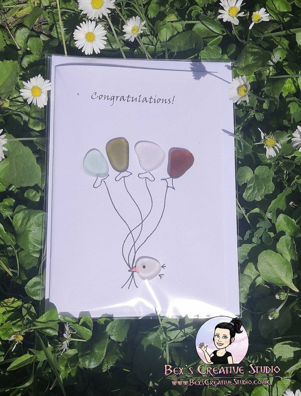 Image of Congratulations/New Baby/Wedding/Well Done Sea Glass Card