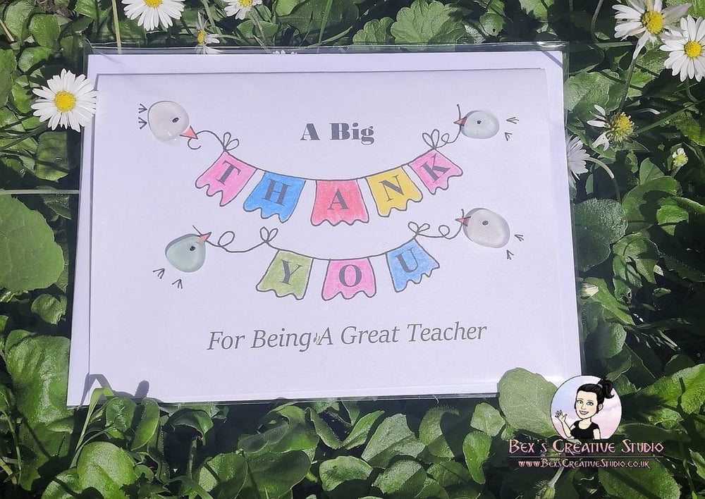Image of Thank you/Thank you Teacher Sea Glass Card