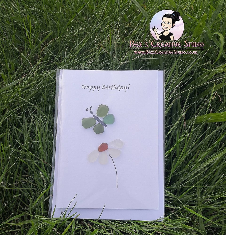 Image of Happy Birthday Sea Glass Card