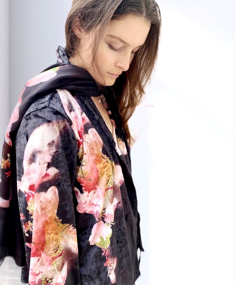 Cherry Blossom Ballerina Crushed Velour Wrap Jacket