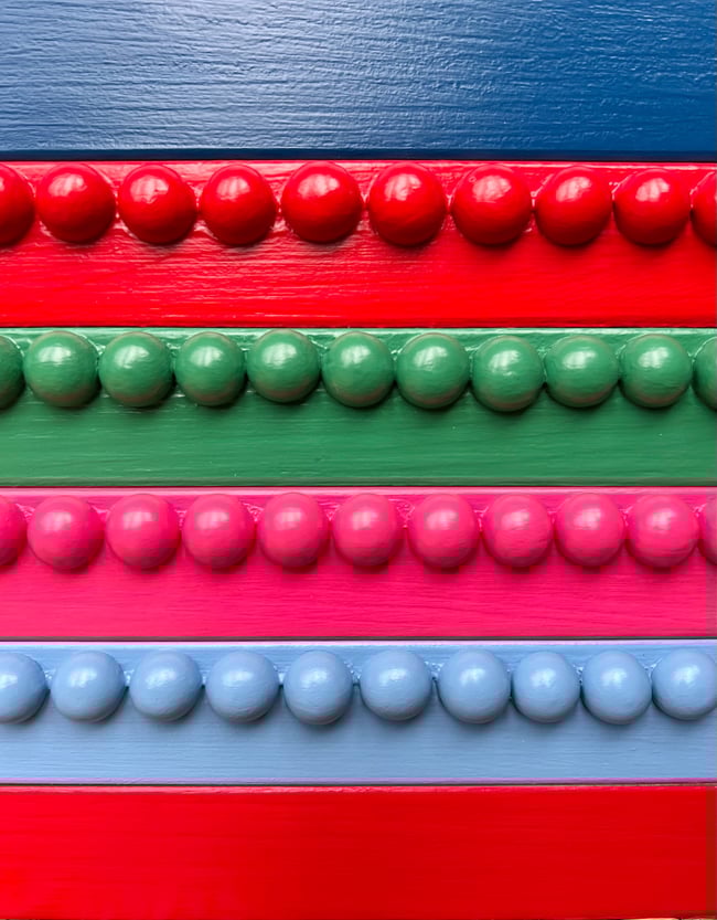 Painted Patchwork Tray (Red Bobble)