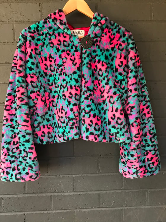 Image of Kylie Jane Faux fur jacket-hooded leopard 