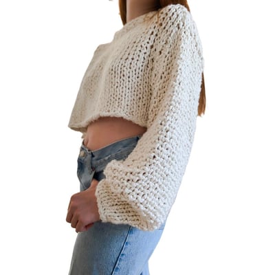 Image of Cropped Chunky Cotton Sweater