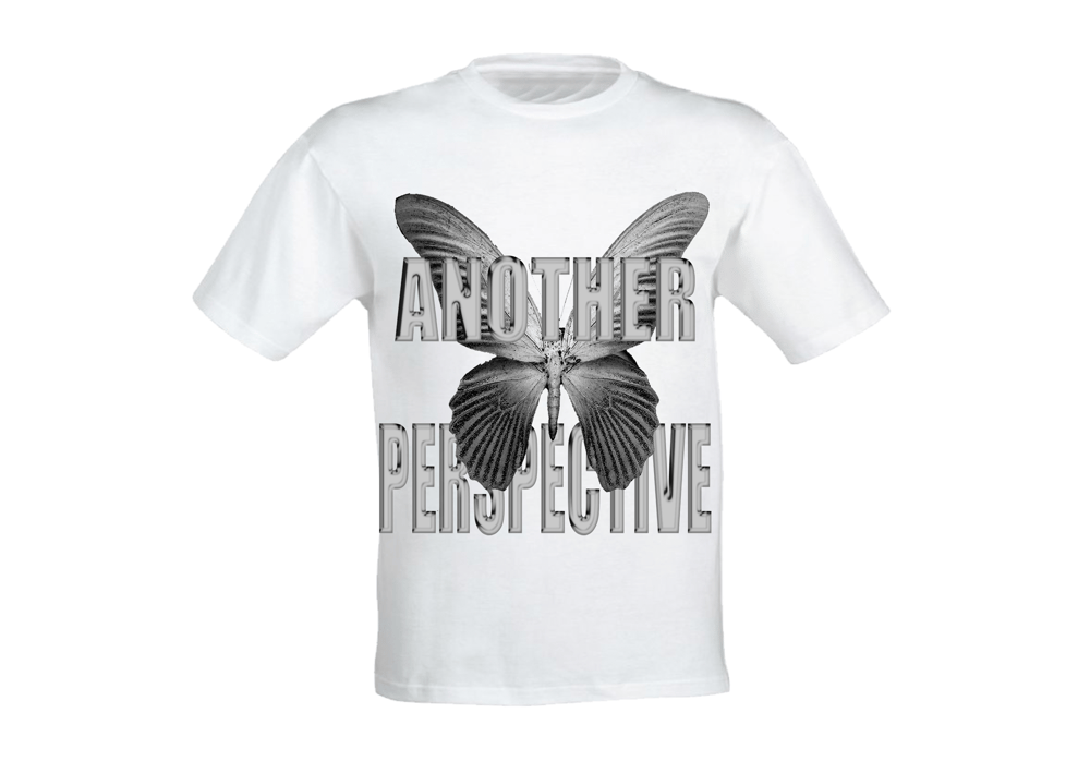 Image of Grey Chrome Butterfly T-Shirt