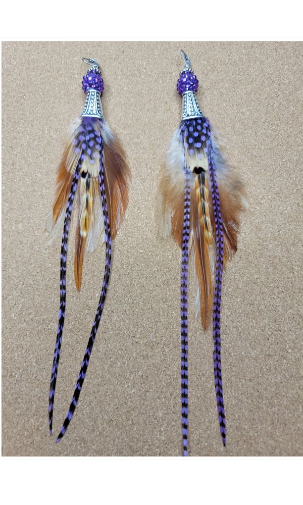 Image of Purple Rain Feather Earrings