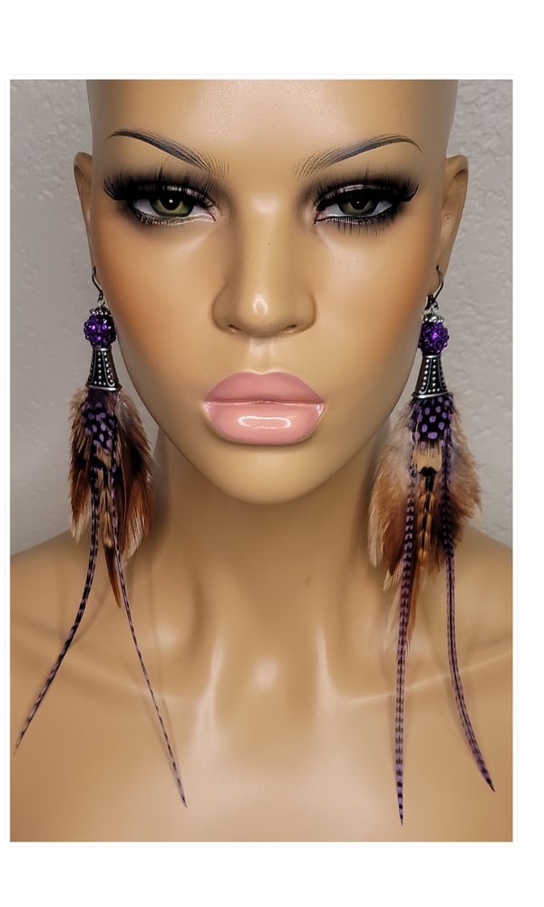 Image of Purple Rain Feather Earrings