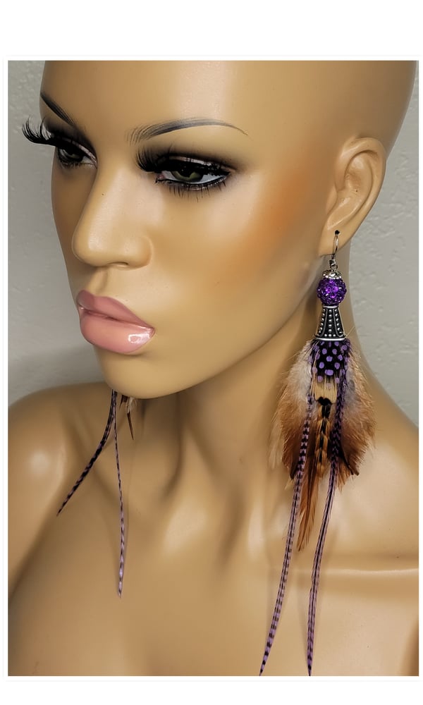 Image of Purple Rain Feather Earrings