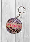 Personalised leopard print keychain