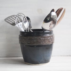 Image of Reserved for Kara - Custom Extra Large Utensil holder in Modern Rustic Glaze