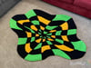 Warped Checkered Accent Rug (Green/ Yellow)