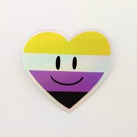 Image 2 of Pride Happy Holographic Hearts 2 (trans, nonbinary, ace, aro)
