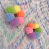 Mini Pastel Rainbow Hoop of Fluffs Earrings