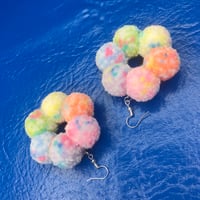 Image 2 of Funfetti Rainbow Hoop of Fluffs Earrings