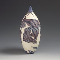 Image 3 of Swimming angelfish sgraffito vessel