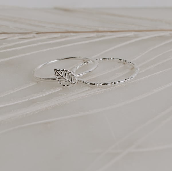 Image of Leaf & Rondelle Stacking Rings