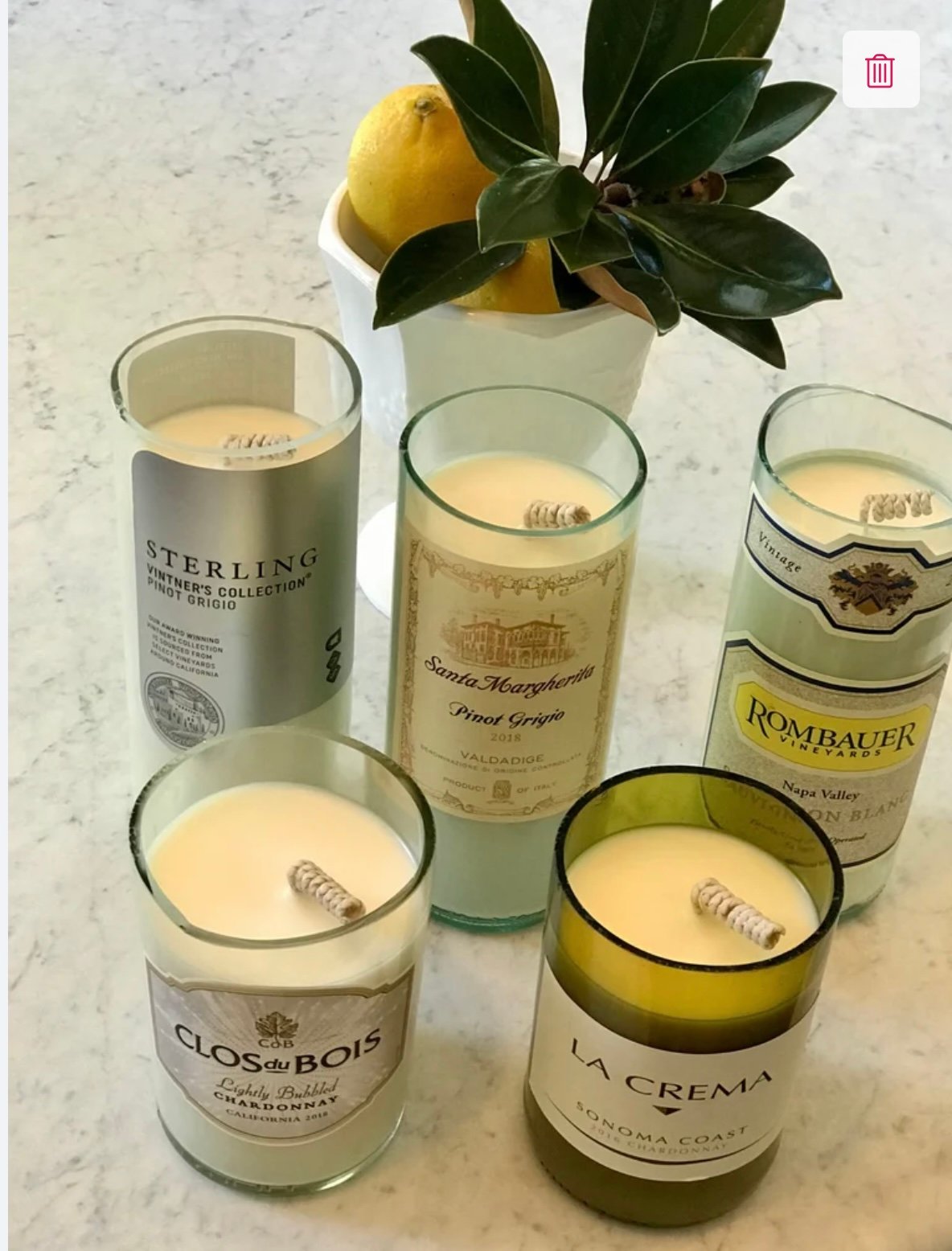 Recycled Wine Bottle Artisan Soy Candle with Lid 