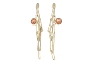 Image 1 of Chain link earrings. Sunstone set in sterling silver