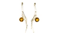 Image 1 of Chain link earrings. Citrine set in sterling silver