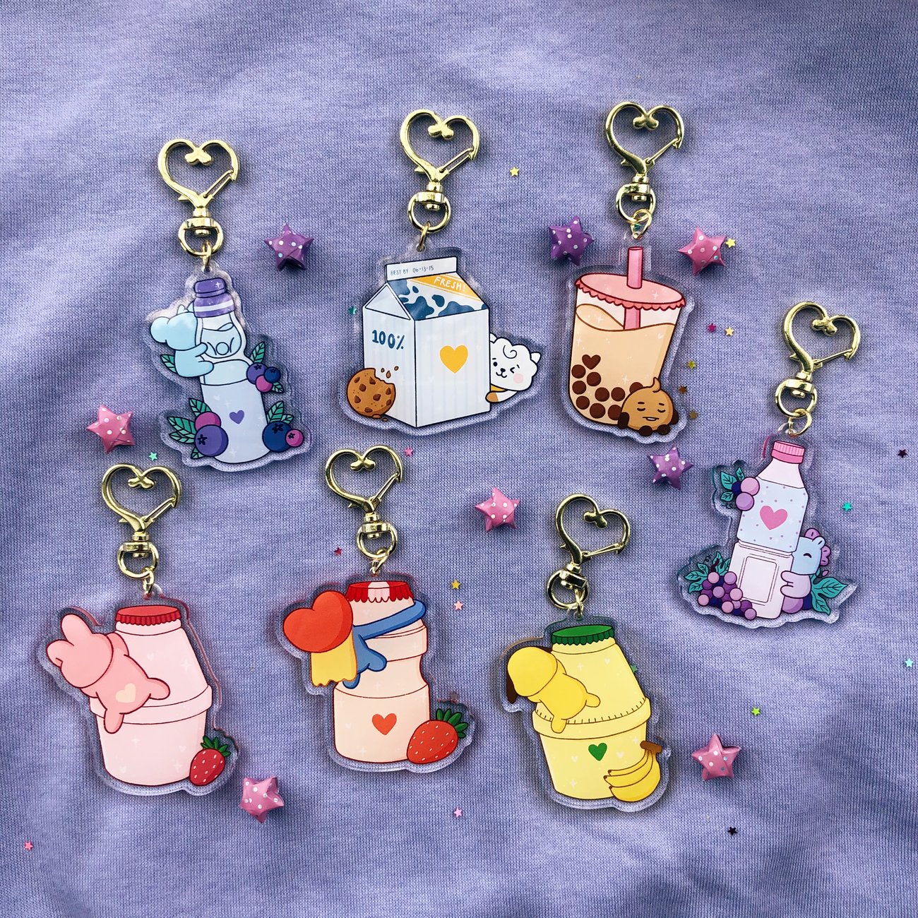 BT21 Drink Babies Acrylic Keychain | Pink Little Clouds