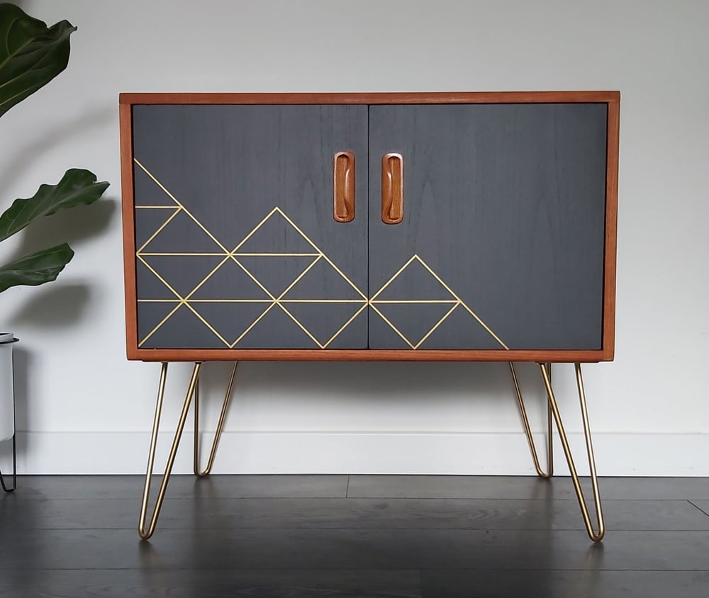 Image of •RESTYLED TO ORDER• G PLAN FRESCO CABINET WITH METALLIC GEOMETRICS