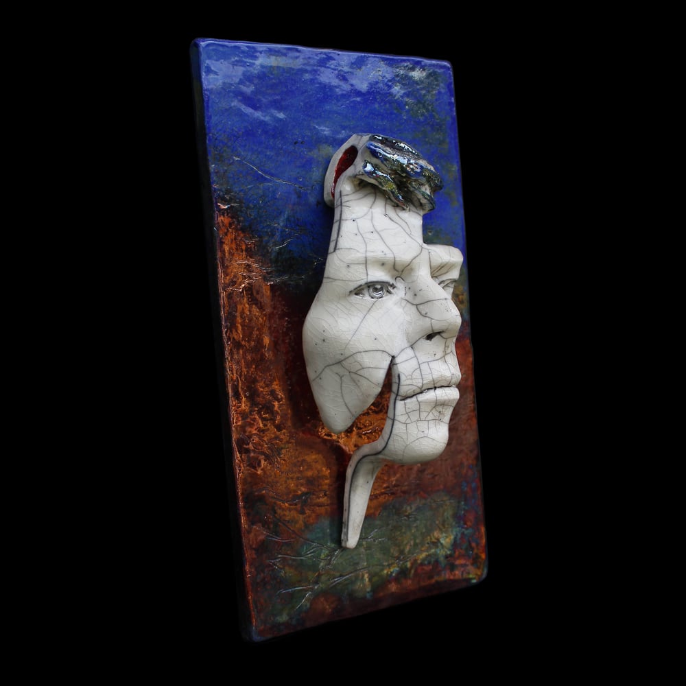 'Flash' Raku- David Bowie Face Sculpture