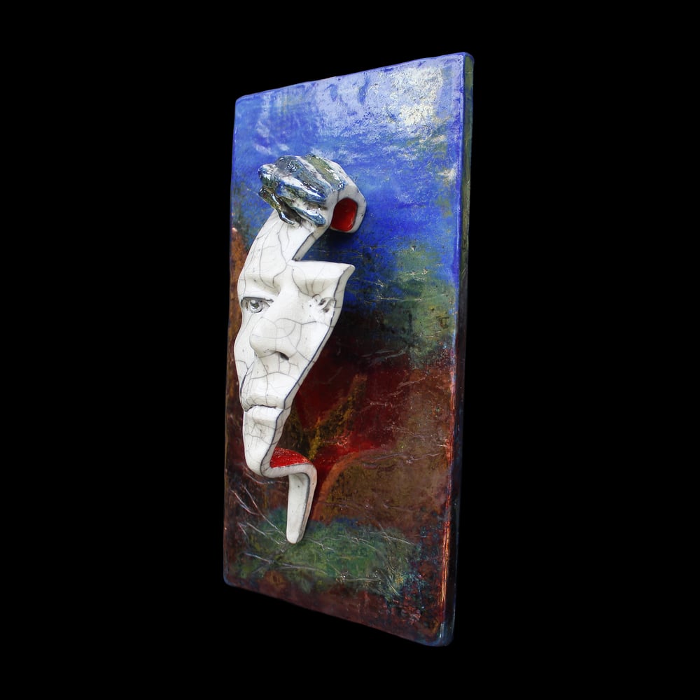 'Flash' Raku- David Bowie Face Sculpture