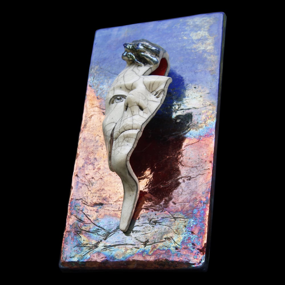 'Flash' Raku- David Bowie Face Sculpture