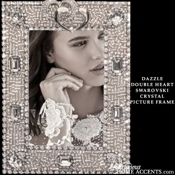 Image of Swarovski Crystal Dazzle Double Heart Picture Frame