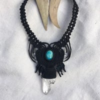 Image 1 of Macrame necklace with Andean opal and clear quartz