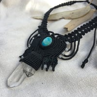 Image 2 of Macrame necklace with Andean opal and clear quartz