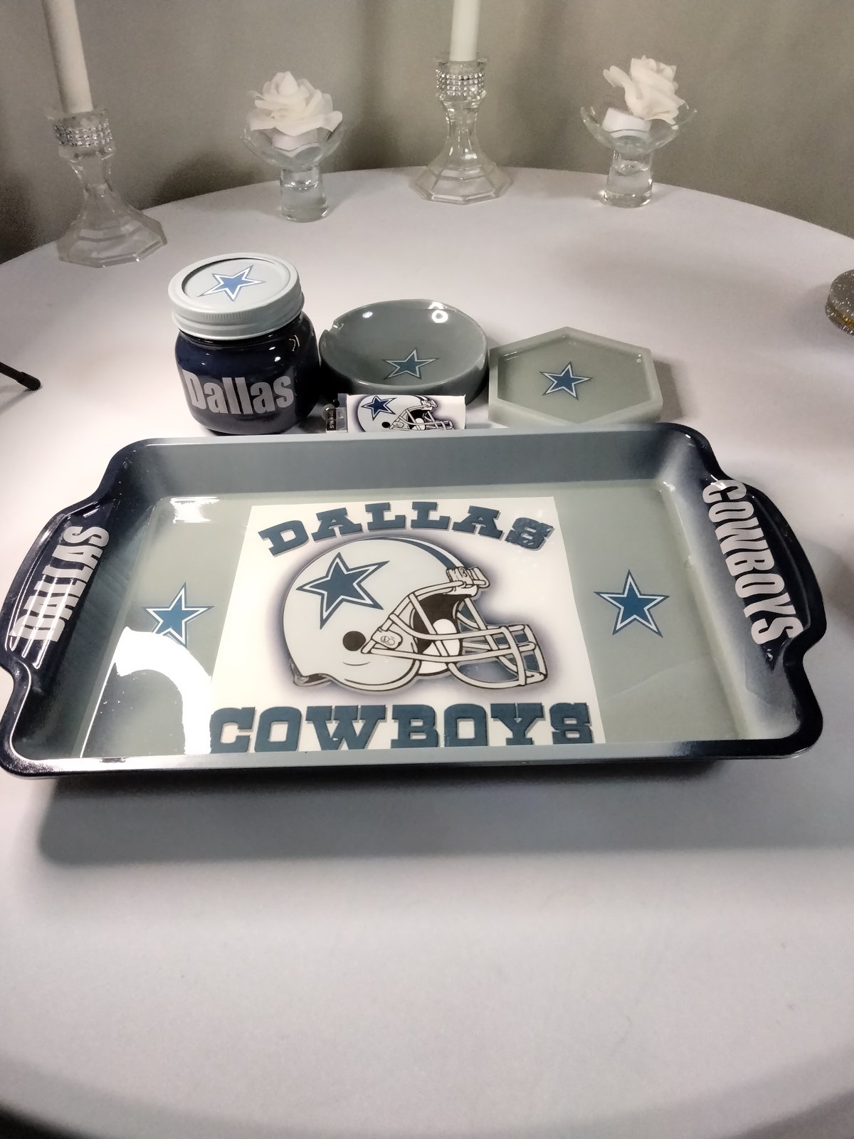 Dallas Cowboys Custom Rolling Tray Set store with grinder