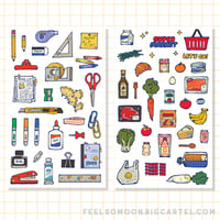 Image 1 of Stationery & Supermarket Sticker Sheet