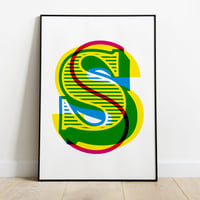 Image 3 of Monogram technicolour | white | giclée print