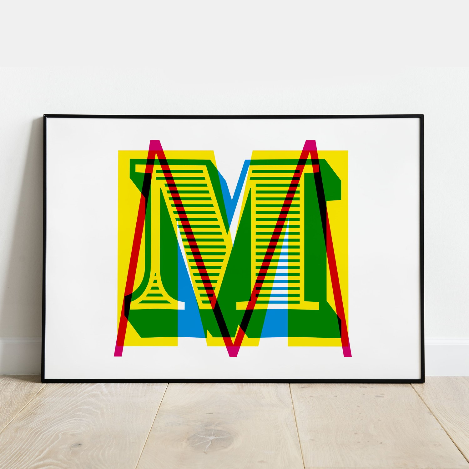 Monogram technicolour | white | giclée print | Studio 55 Letterpress