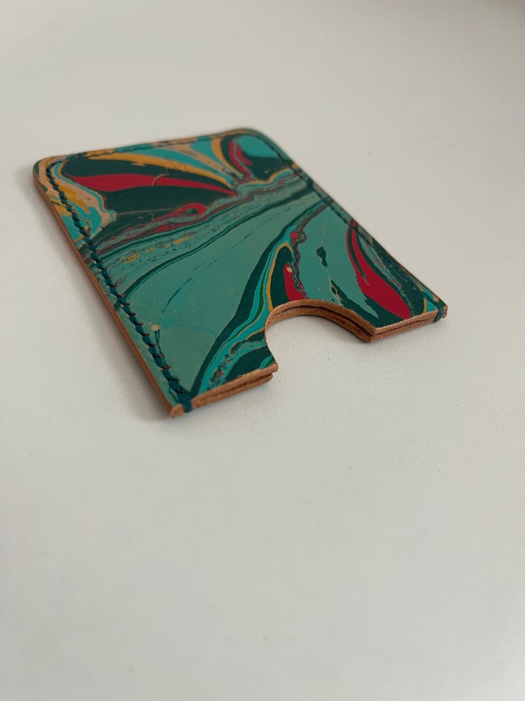 Image of Marbled Cardholder (Teal/Red)
