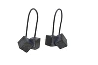 Image 2 of Oxidised sterling silver drop studs, intergrown cubes