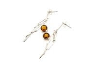 Image 2 of Chain link earrings. Citrine set in sterling silver
