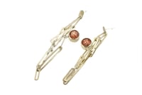 Image 2 of Chain link earrings. Sunstone set in sterling silver