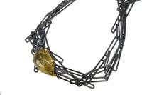 Image 1 of Hand made chain, multiple intertwined chains forming a complex structure set with rutile quartz