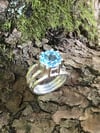 Sky Blue Topaz Crosshatch Triple Band Ring (#1184)
