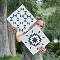 Image 1 of SET of 2 - BLACK + GRAY - Bonnie & Camille 11" Barn Quilts