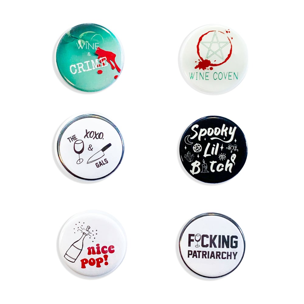 Image of Wine & Crime Button Set