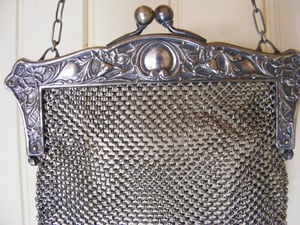 Art Nouveau Chain Mesh Purse German Silver 