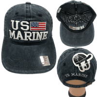 Image 1 of US Marine/US Flag Polo Style Hat,  Embroidered Polo, Custom Caps, US Marine Baseball Hat